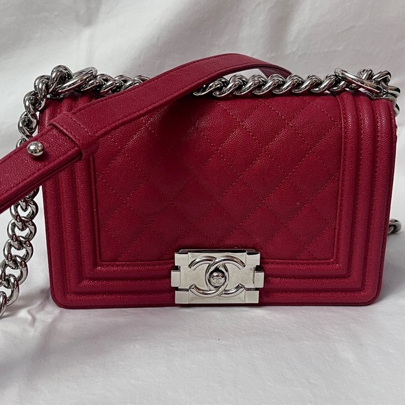 Chanel Small Boy Bag in Red Leather Silver Hardware - Picture 1 of 16